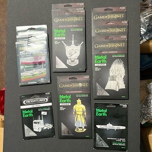 NEW Metal Earth lot.   12 pieces 
IRON THRONE RED THEMOUNTAIN HOUSE STARK SIGIl